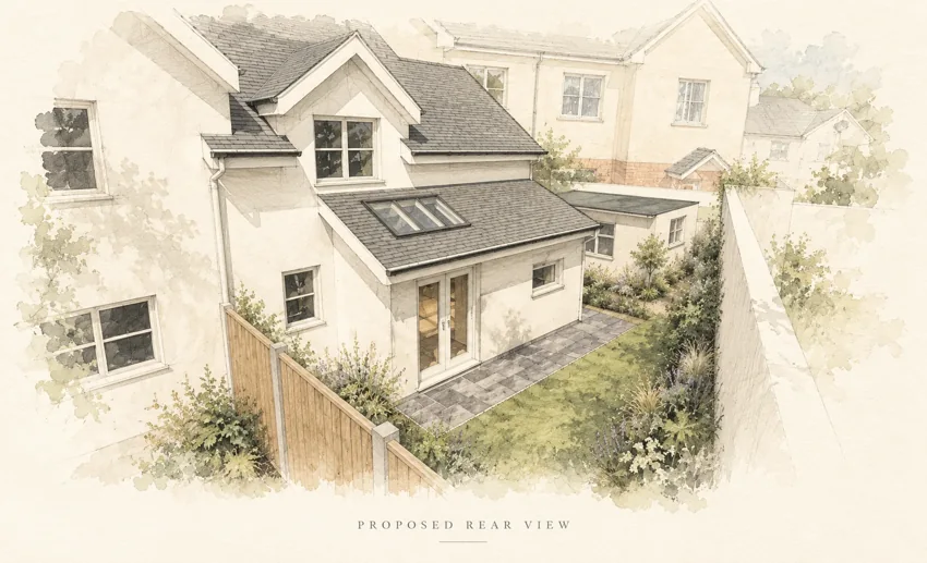 Watercolour project illustration: Making space at the back.